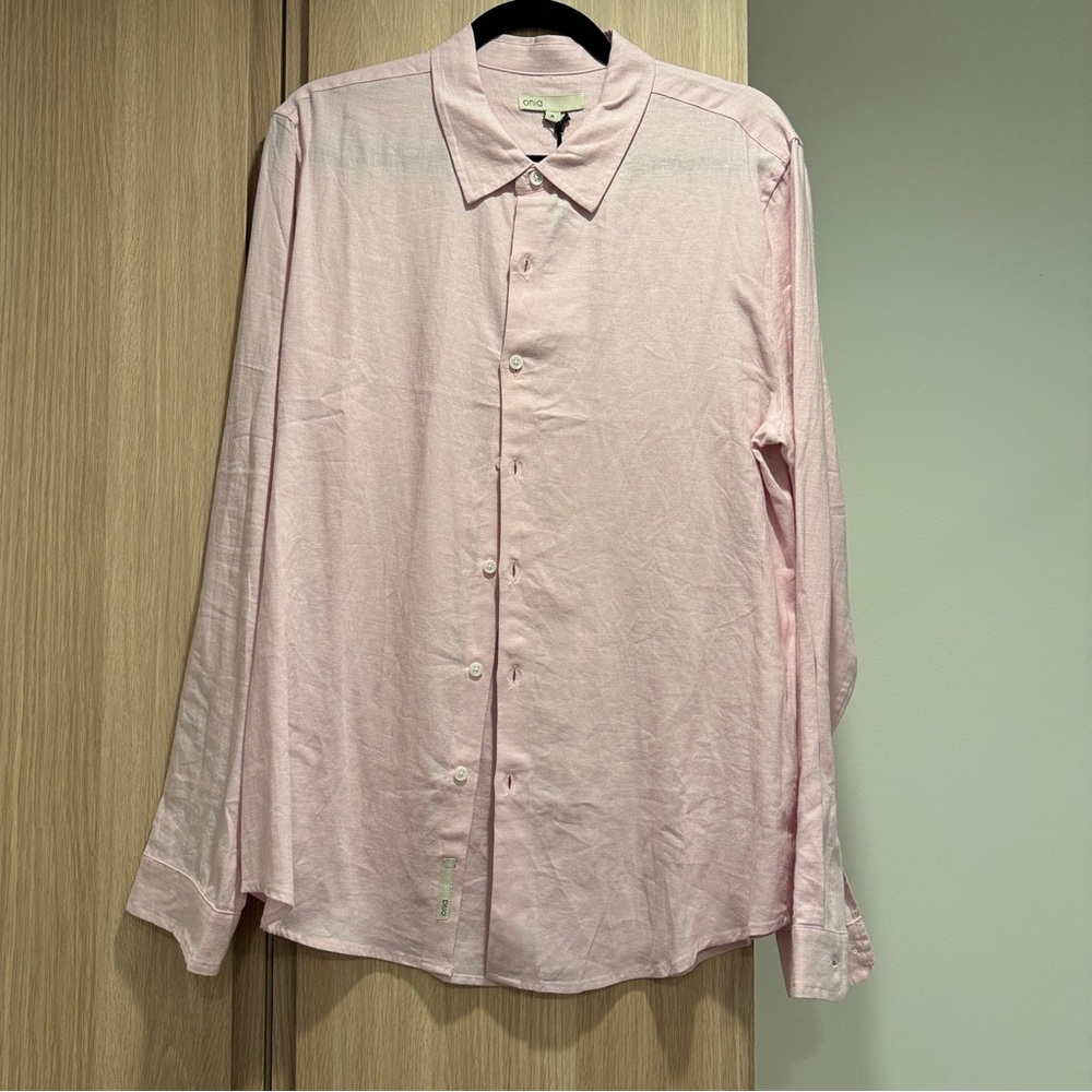 NWT Onia Men’s light pink linen shirt - M
